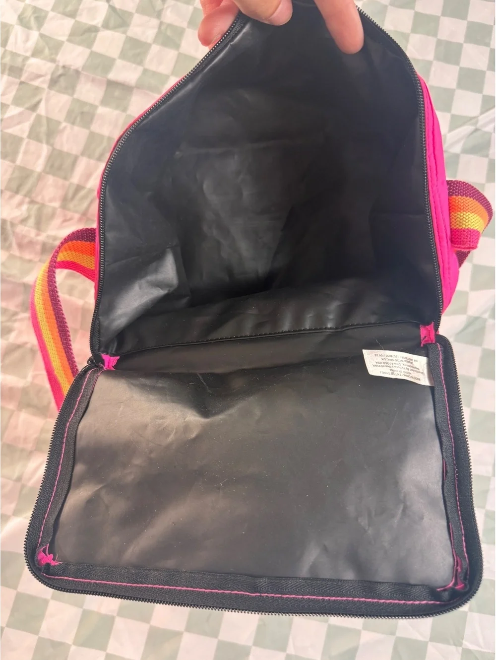 Victoria's Secret PINK Bright Pink Lunch Bag with Rainbow Strap